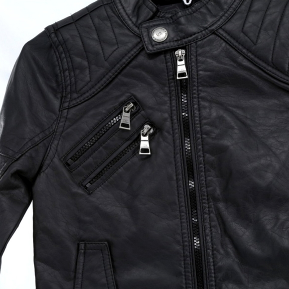 URBAN REPUBLIC Faux Leather Moto Black Jacket Kids Medium M 5-6 - Picture 2 of 5